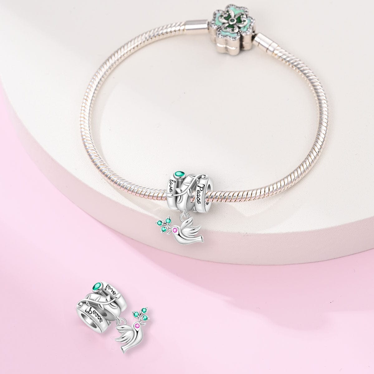 Pangama Jewelry Dove with Love & Peace Dangle Charm