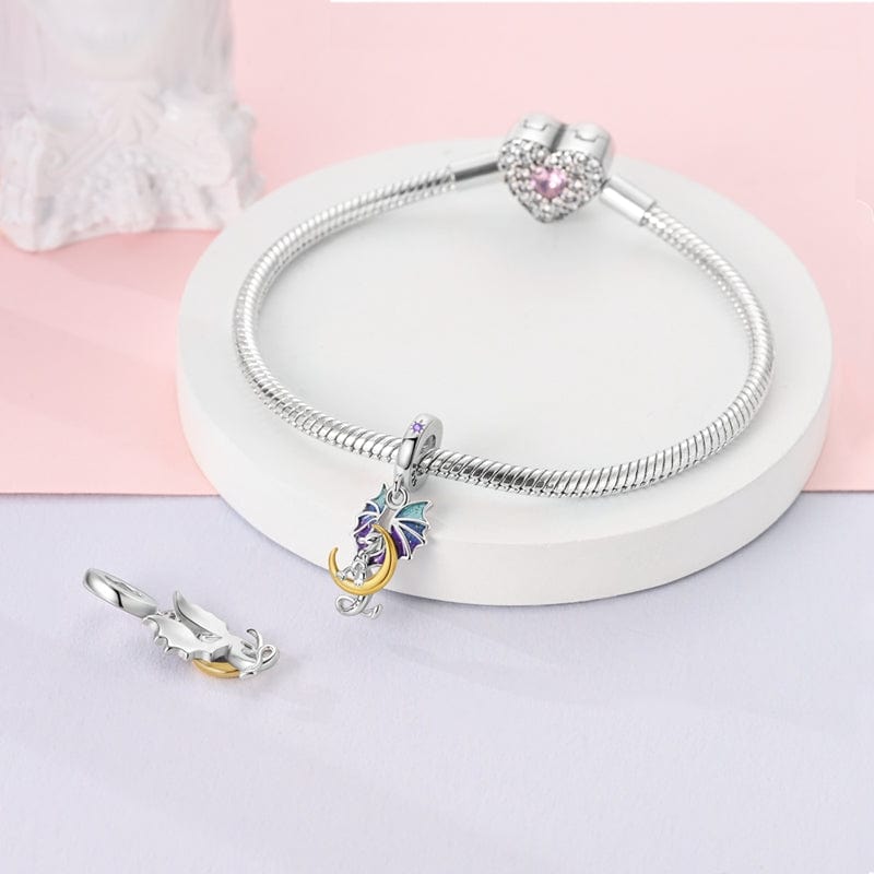 Pangama Jewelry Dragon & Crescent Moon Fantasy Charm