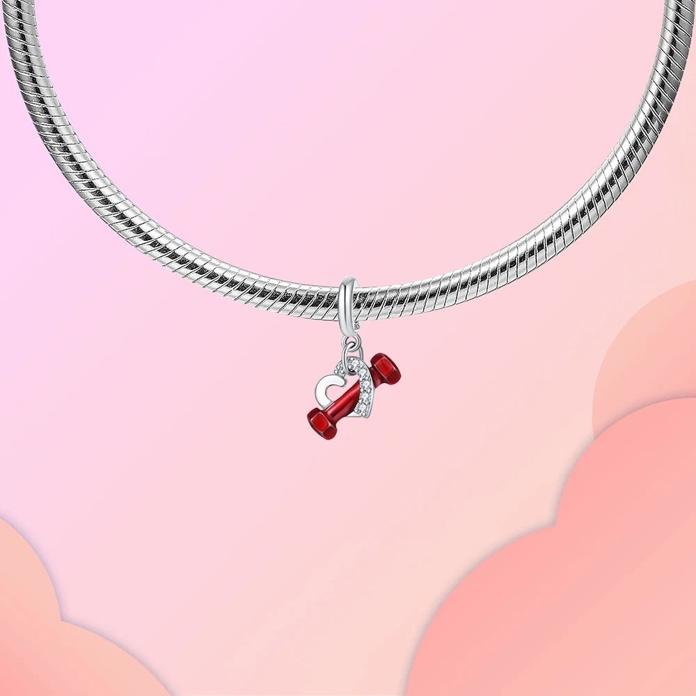 Pangama Jewelry Dumbbell & Heart Dangle Charm