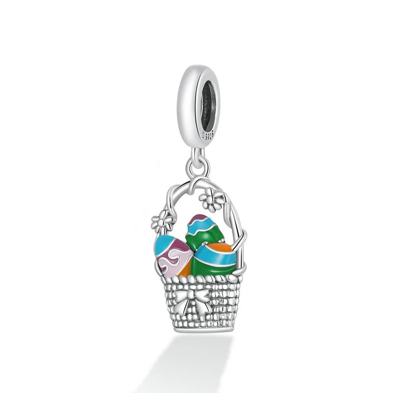 Pangama Jewelry Easter Basket with Colorful Eggs Dangle Charm