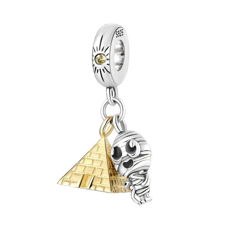Pangama Jewelry Egypt Pyramid and Pharaoh Mummy Dangle Charm