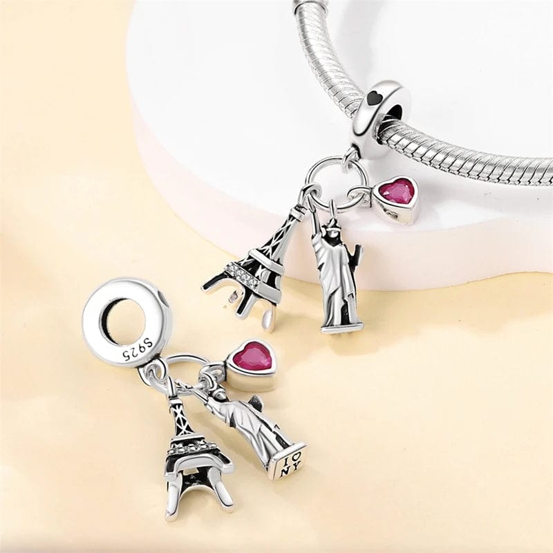 Pangama Jewelry Eiffel Tower and Statue of Liberty Dangle Charm