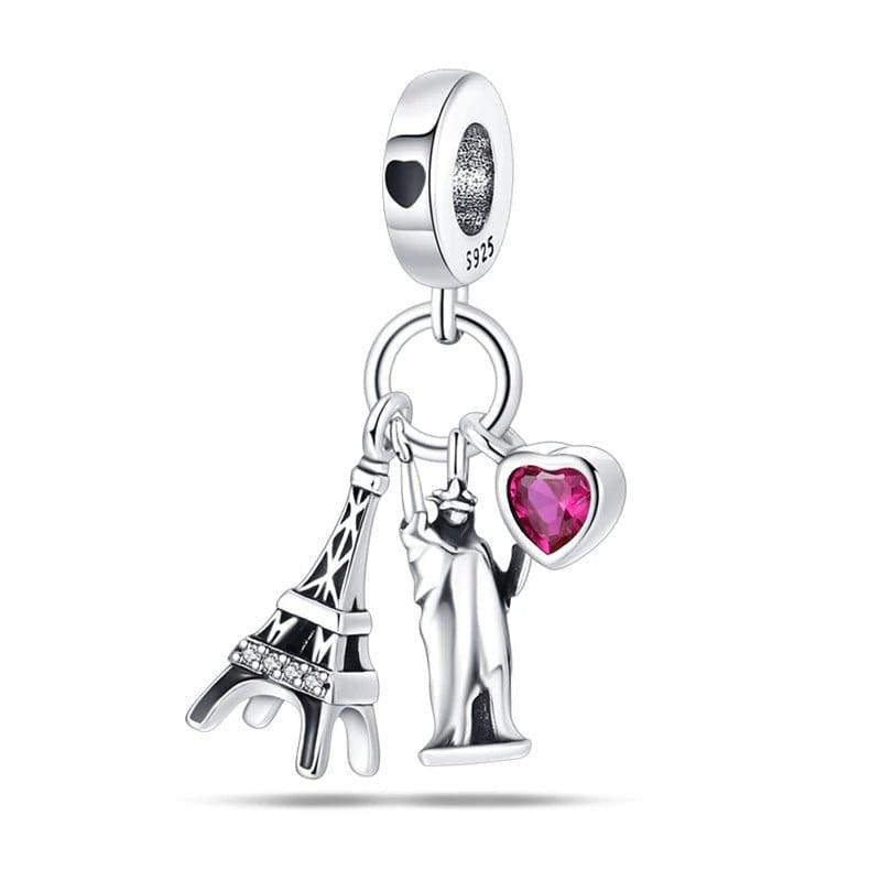 Pangama Jewelry Eiffel Tower and Statue of Liberty Dangle Charm