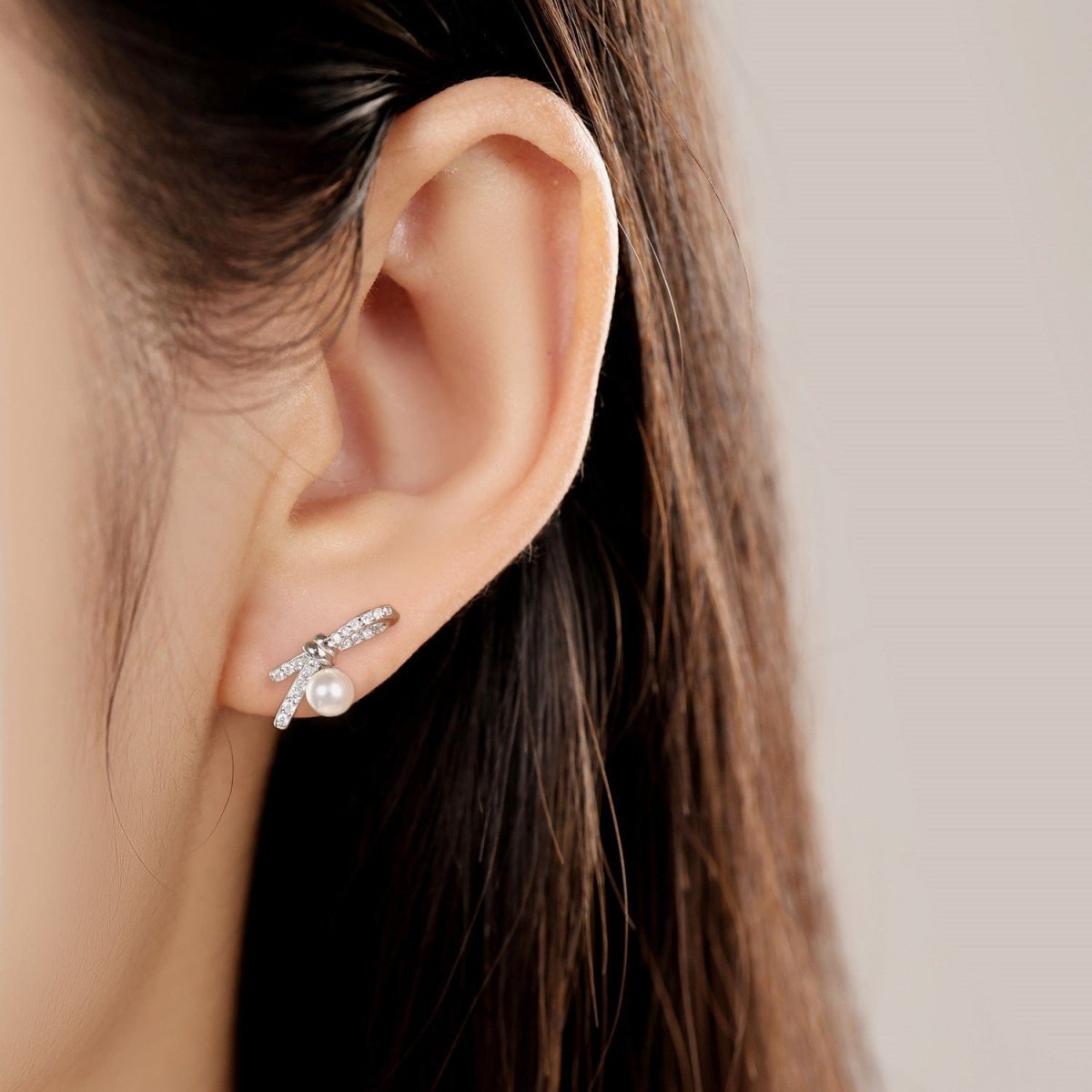 Pangama Jewelry Elegance Bow Pearl Studs