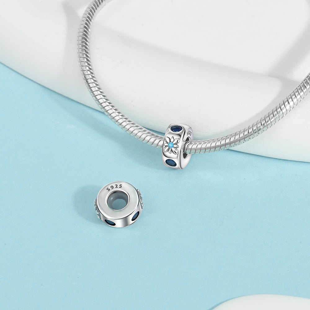 Pangama Jewelry Elegant Blue Floral Gemstone Spacer Charm