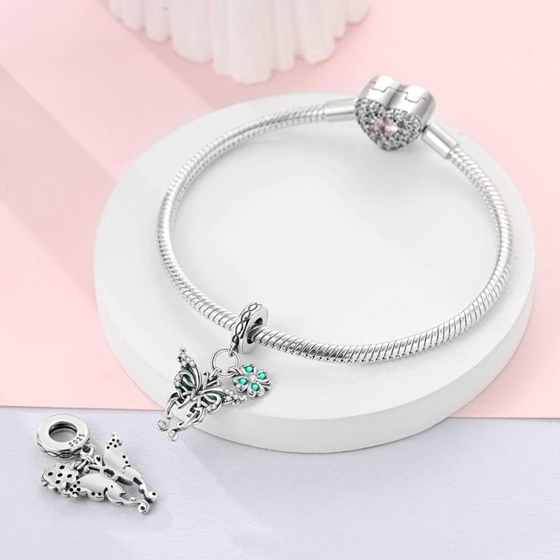 Pangama Jewelry Elegant Butterfly & Lucky Clover Charm