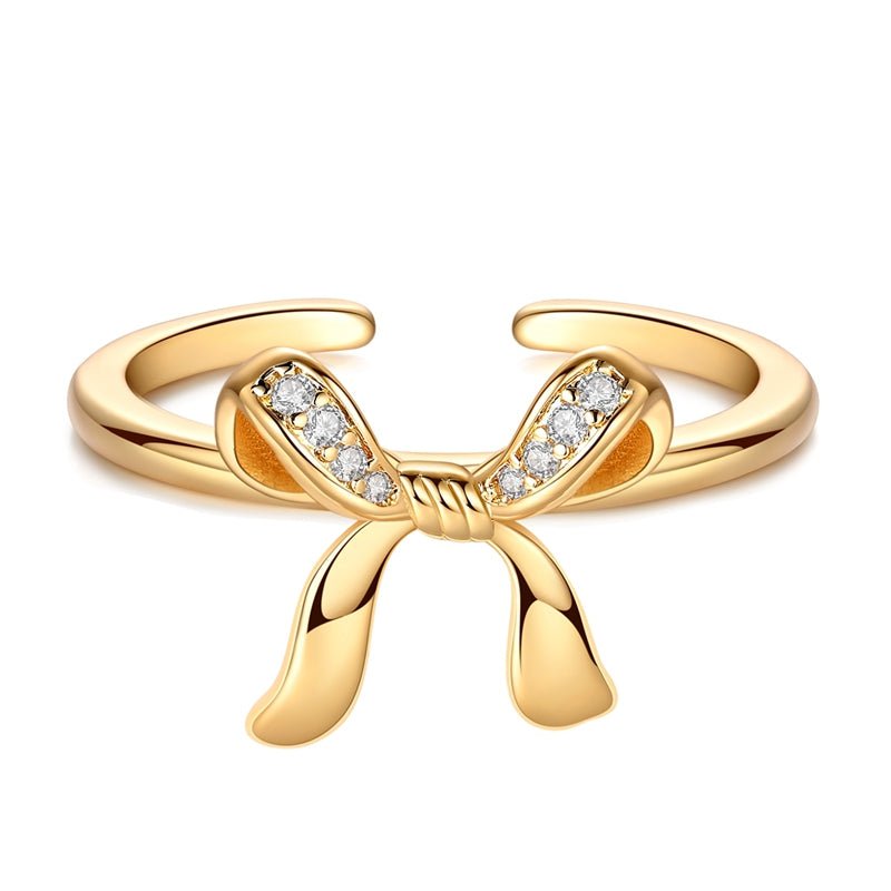 Pangama Jewelry Elegant Gold Bow Adjustable Ring