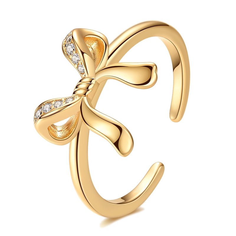 Pangama Jewelry Elegant Gold Bow Adjustable Ring