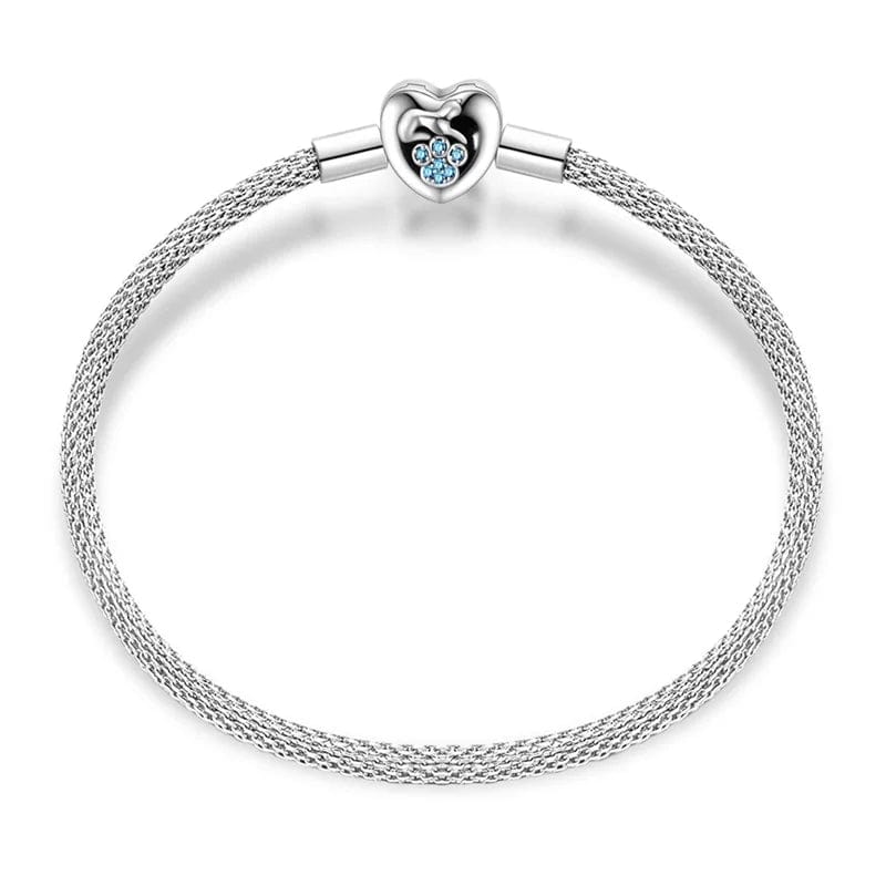Pangama Jewelry Elegant Heart Clasp Bracelet with Blue Paw Gemstones