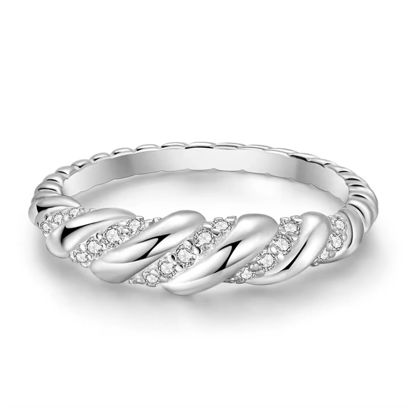 Pangama Jewelry Elegant Twisted Rope 925 Sterling Silver Ring