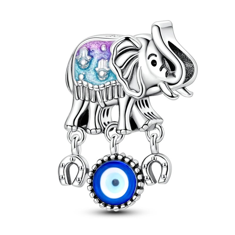 Pangama Jewelry Elephant with Evil Eye & Horseshoe Charm