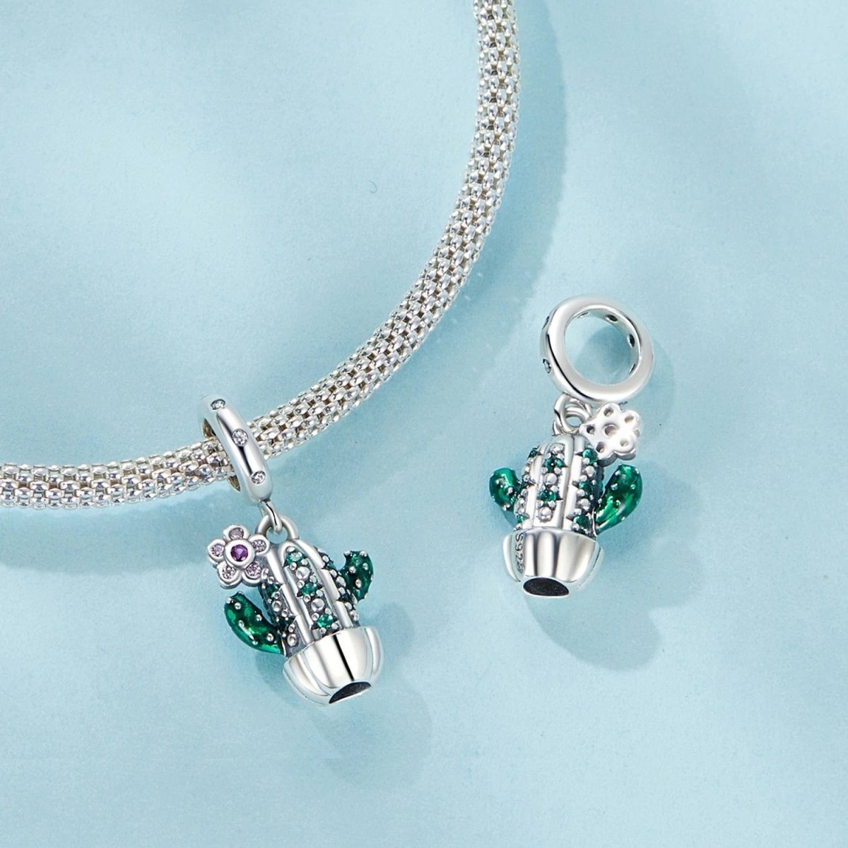 Pangama Jewelry Emerald Blossom Cactus Dangle Charm