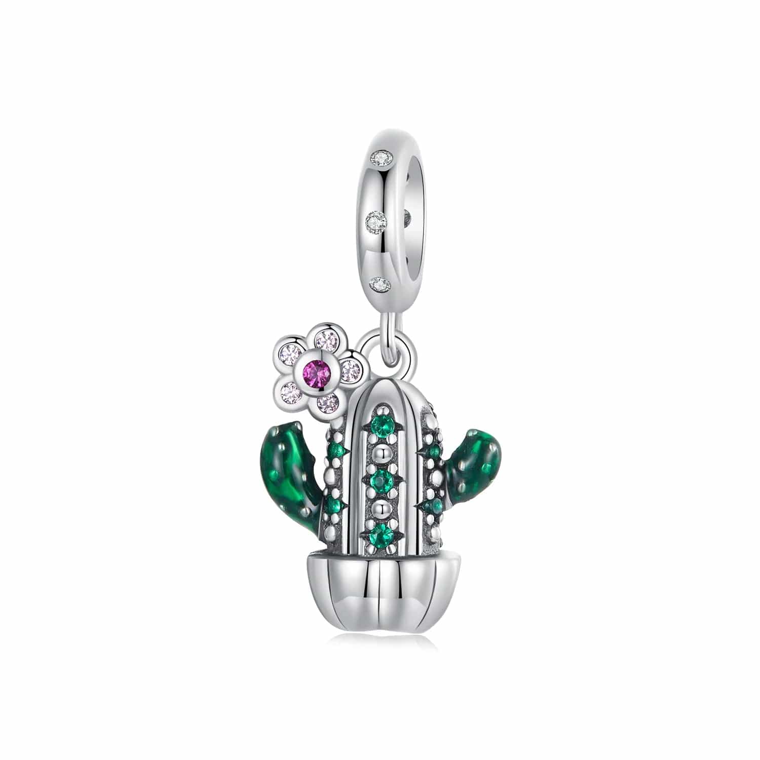 Pangama Jewelry Emerald Blossom Cactus Dangle Charm