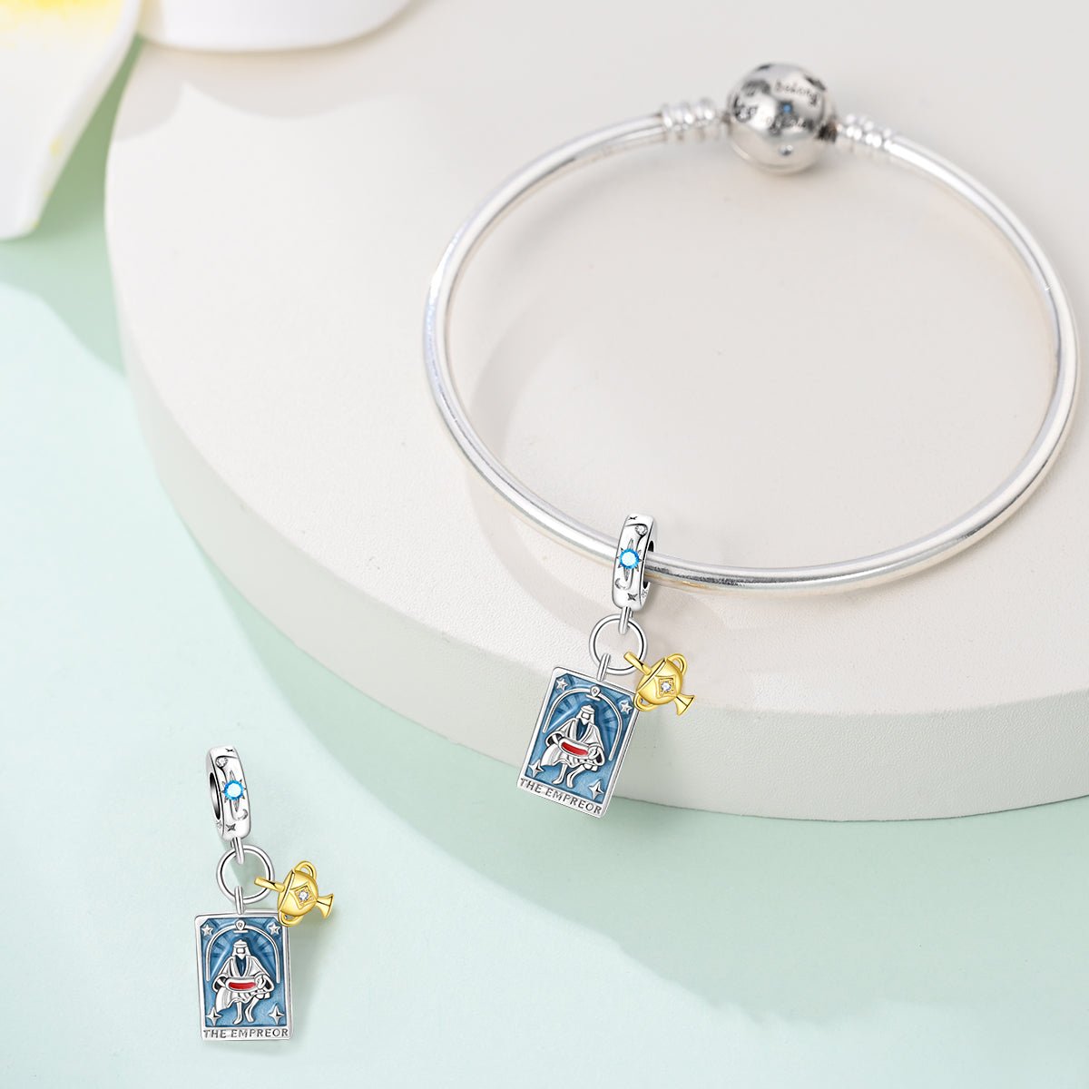 Pangama Jewelry Emperor Tarot Card & Chalice Dangle Charm