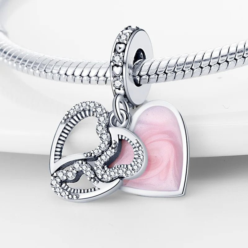 Pangama Jewelry Pink Enchanted Hearts Dangle Charm