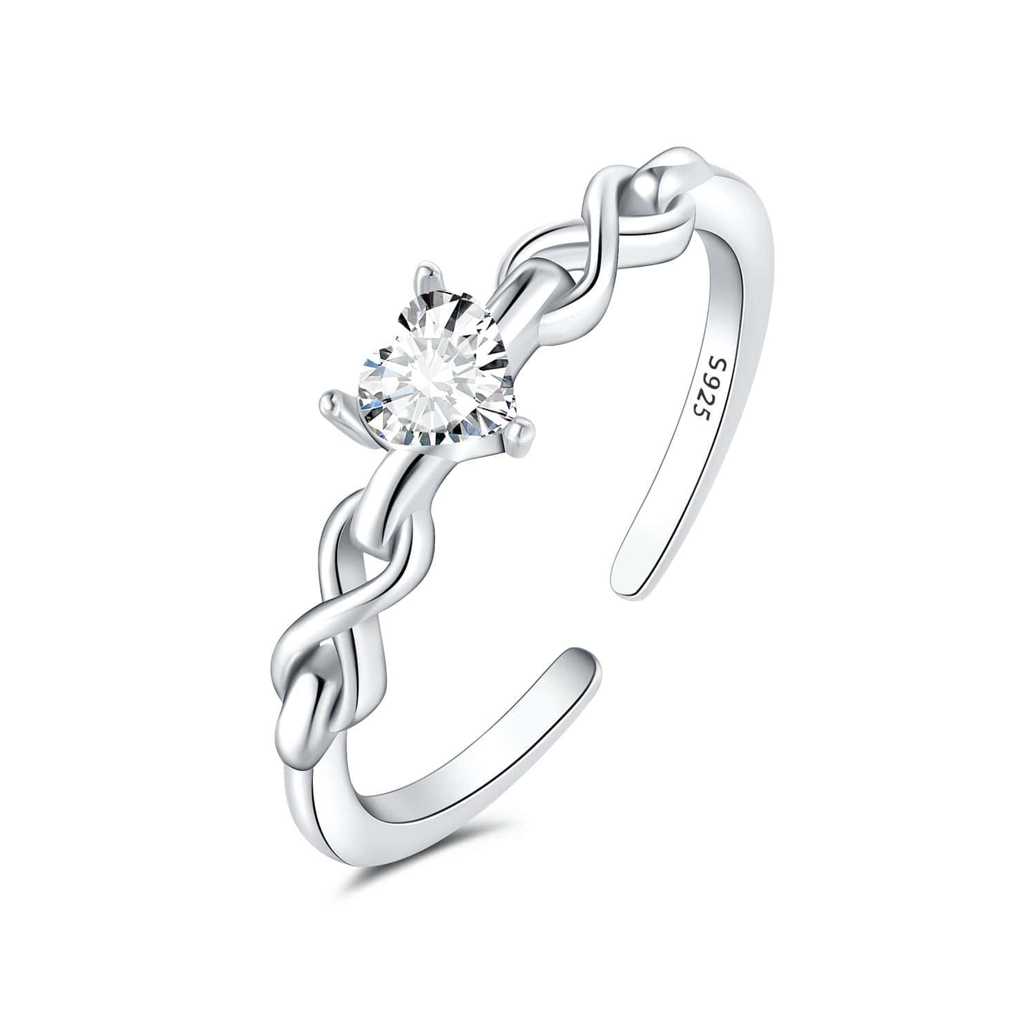 Pangama Jewelry Eternal Heart Solitaire Adjustable Ring