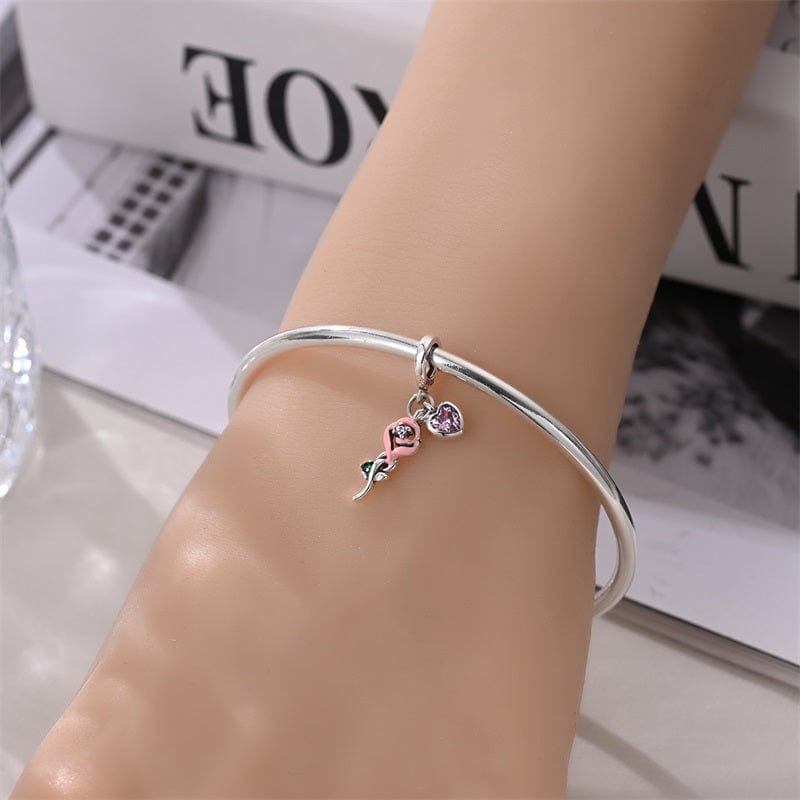 Pangama Jewelry Eternal Rose & Heart Dangle Charm