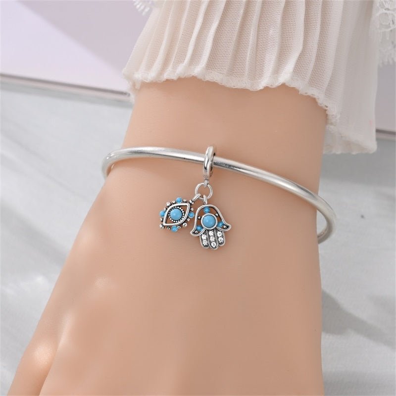 Pangama Jewelry Evil Eye & Hamsa Hand Double Dangle Charm