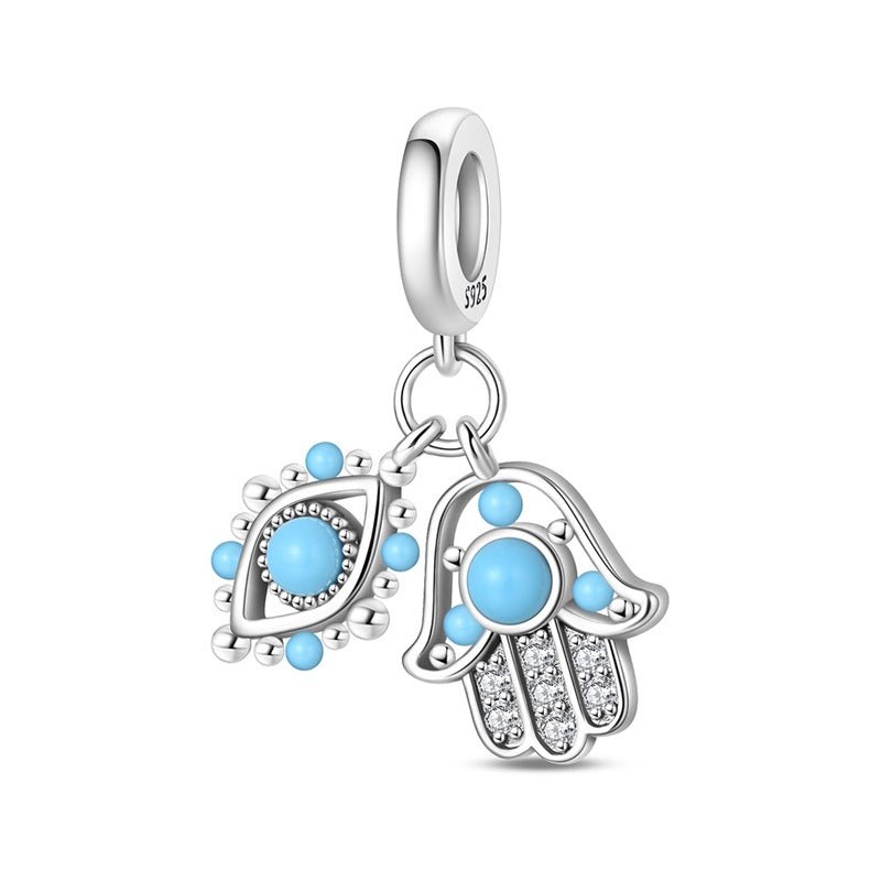 Pangama Jewelry Evil Eye & Hamsa Hand Double Dangle Charm