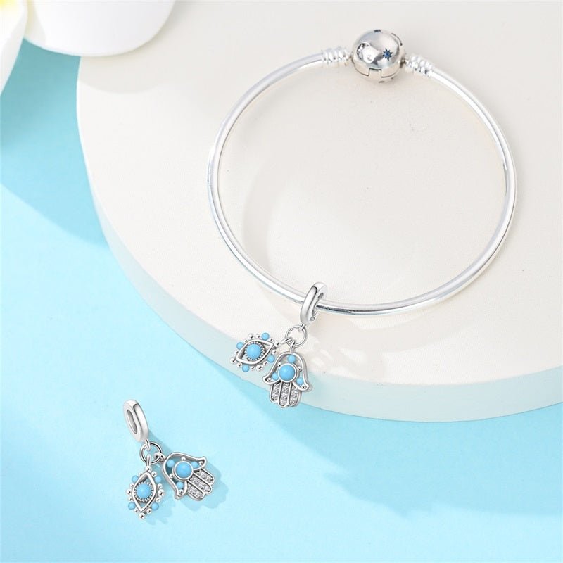 Pangama Jewelry Evil Eye & Hamsa Hand Double Dangle Charm