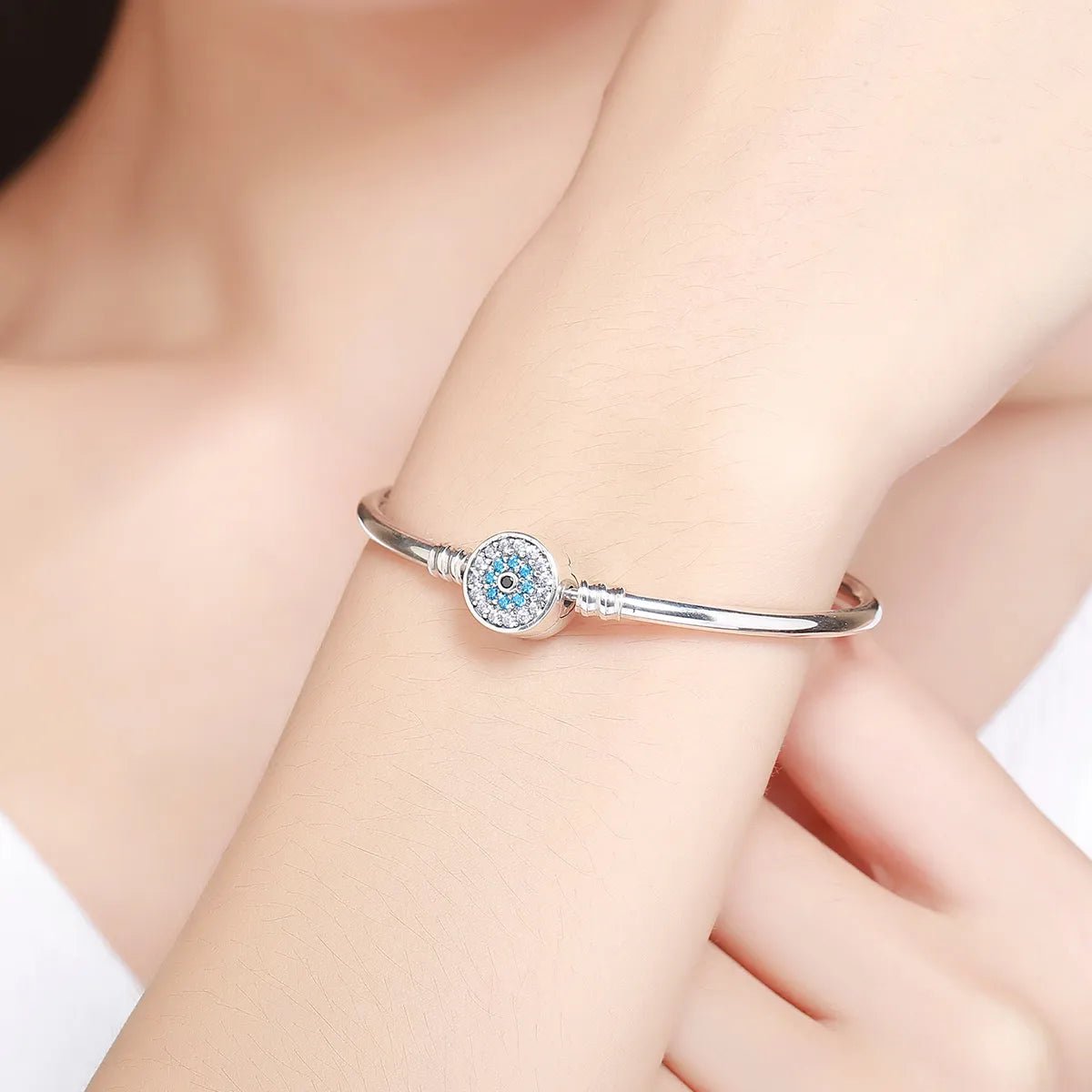 Pangama Jewelry Evil Eye Pavé Charm Bangle