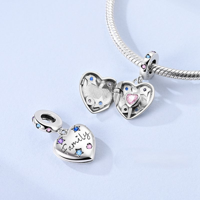 Pangama Jewelry Family Heart Locket Dangle Charm