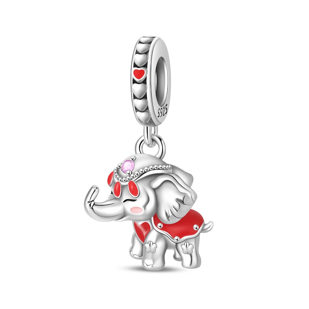 Pangama Jewelry Festive Elephant with Red Accents Dangle Charm