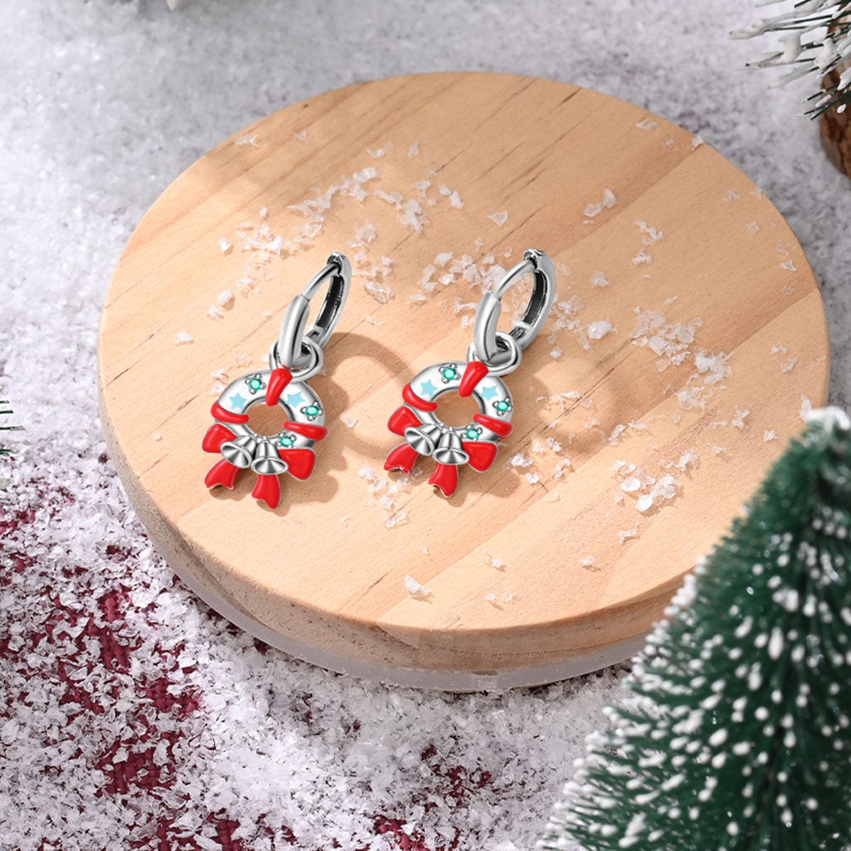 Pangama Jewelry Festive Holiday Wreath & Bell Earrings