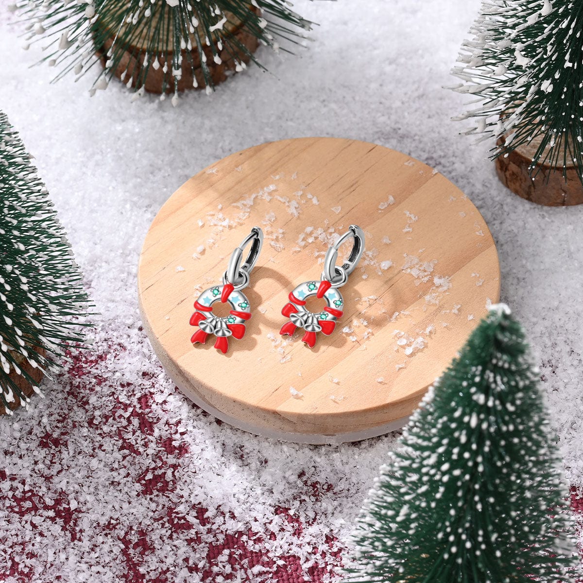 Pangama Jewelry Festive Holiday Wreath & Bell Earrings