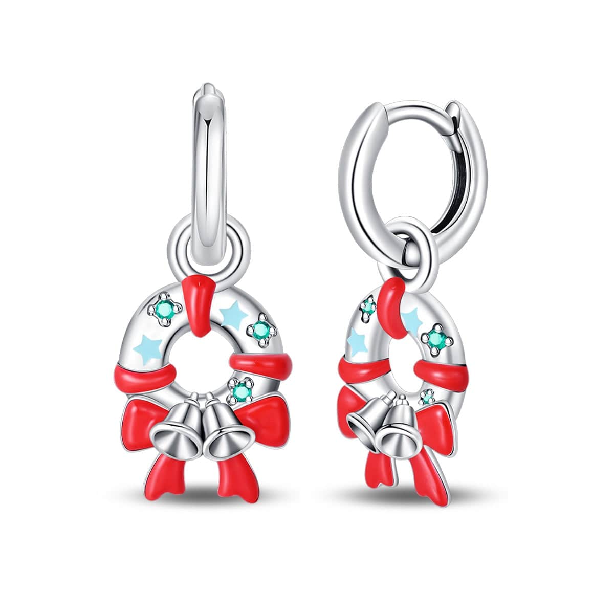 Pangama Jewelry Festive Holiday Wreath & Bell Earrings