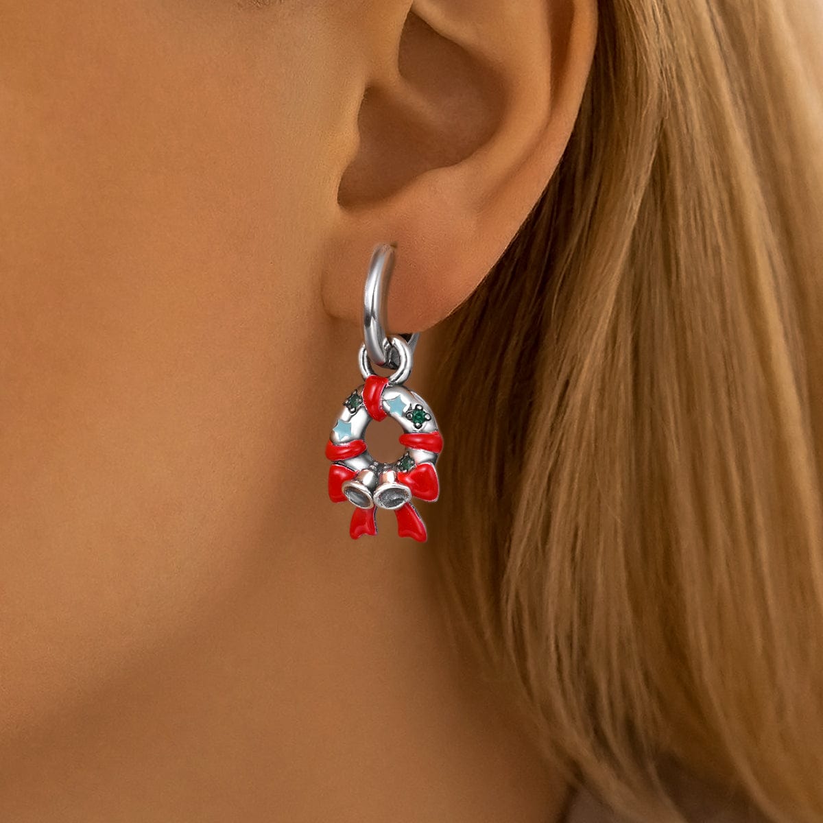 Pangama Jewelry Festive Holiday Wreath & Bell Earrings