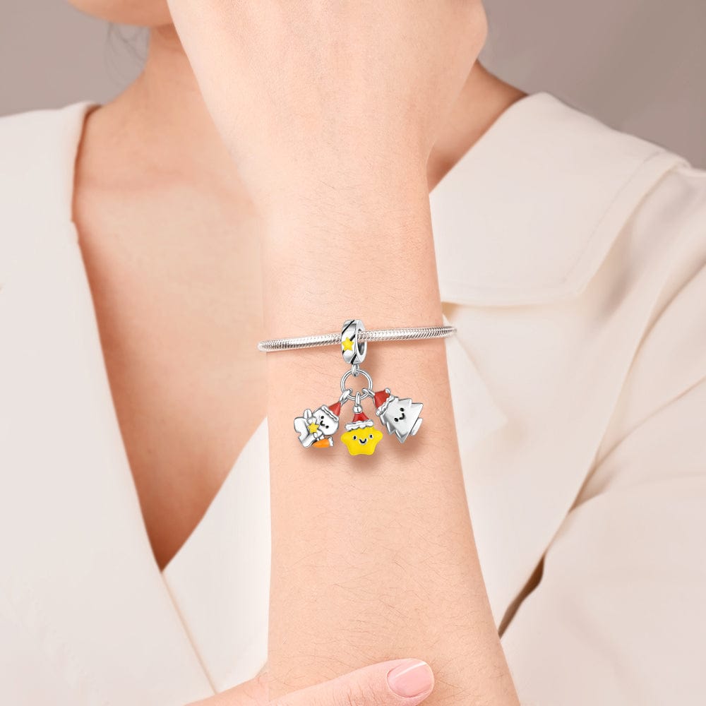 Pangama Jewelry Festive Trio Charm – Snowman, Christmas Tree, and Star