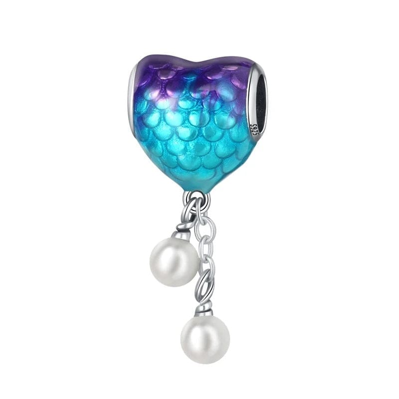 Pangama Jewelry Fish Scales Heart Pearl Dangle Charm
