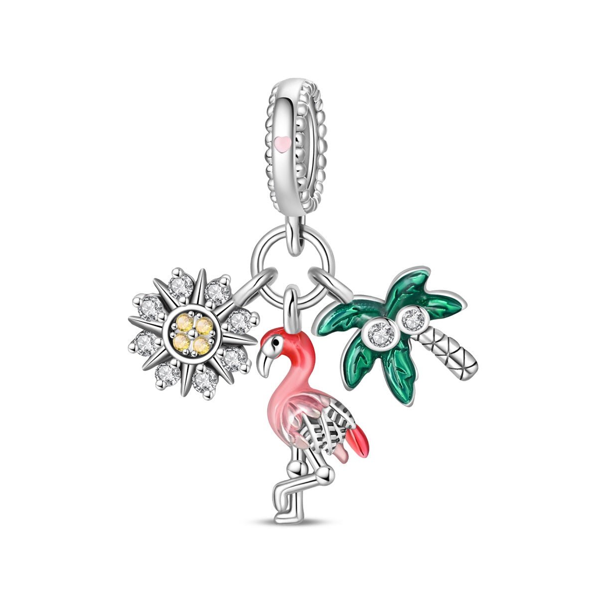 Pangama Jewelry Flamingo, Palm Tree & Sunflower Triple Dangle Charm