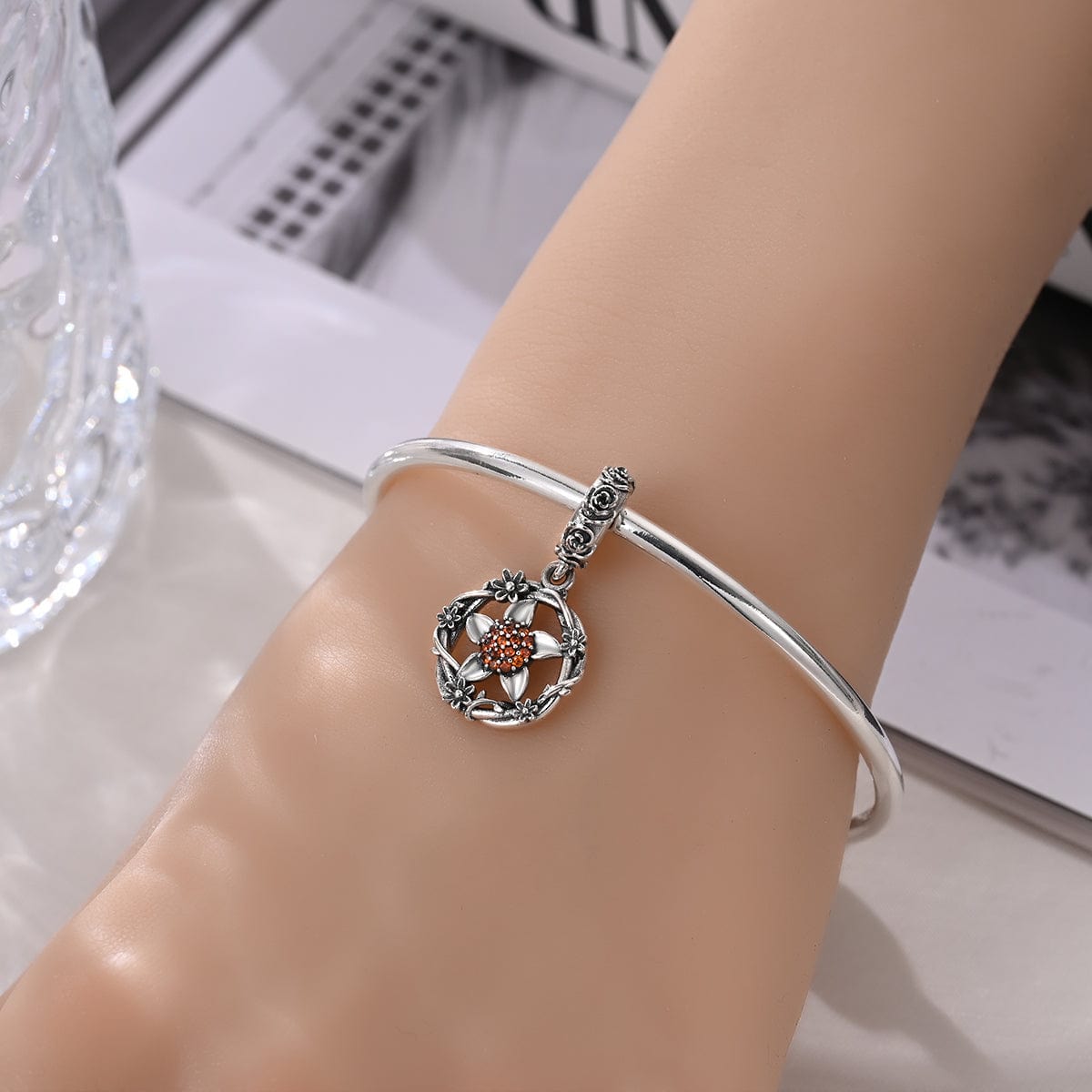 Pangama Jewelry Floral Blossom Wreath Dangle Charm