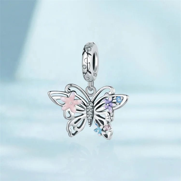 Pangama Jewelry Floral Butterfly Dangle Charm
