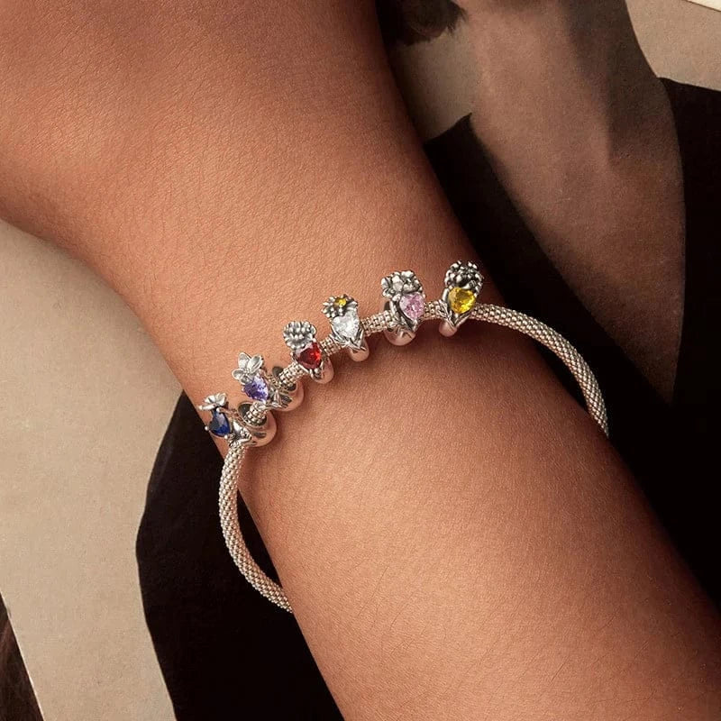 Pangama Jewelry Floral Heart Birthstone Charms