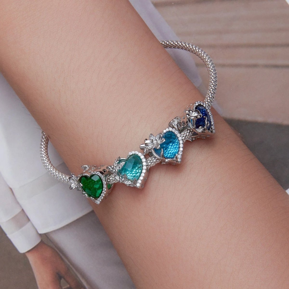 Pangama Jewelry Floral Heart Crystal Birthstone Charms