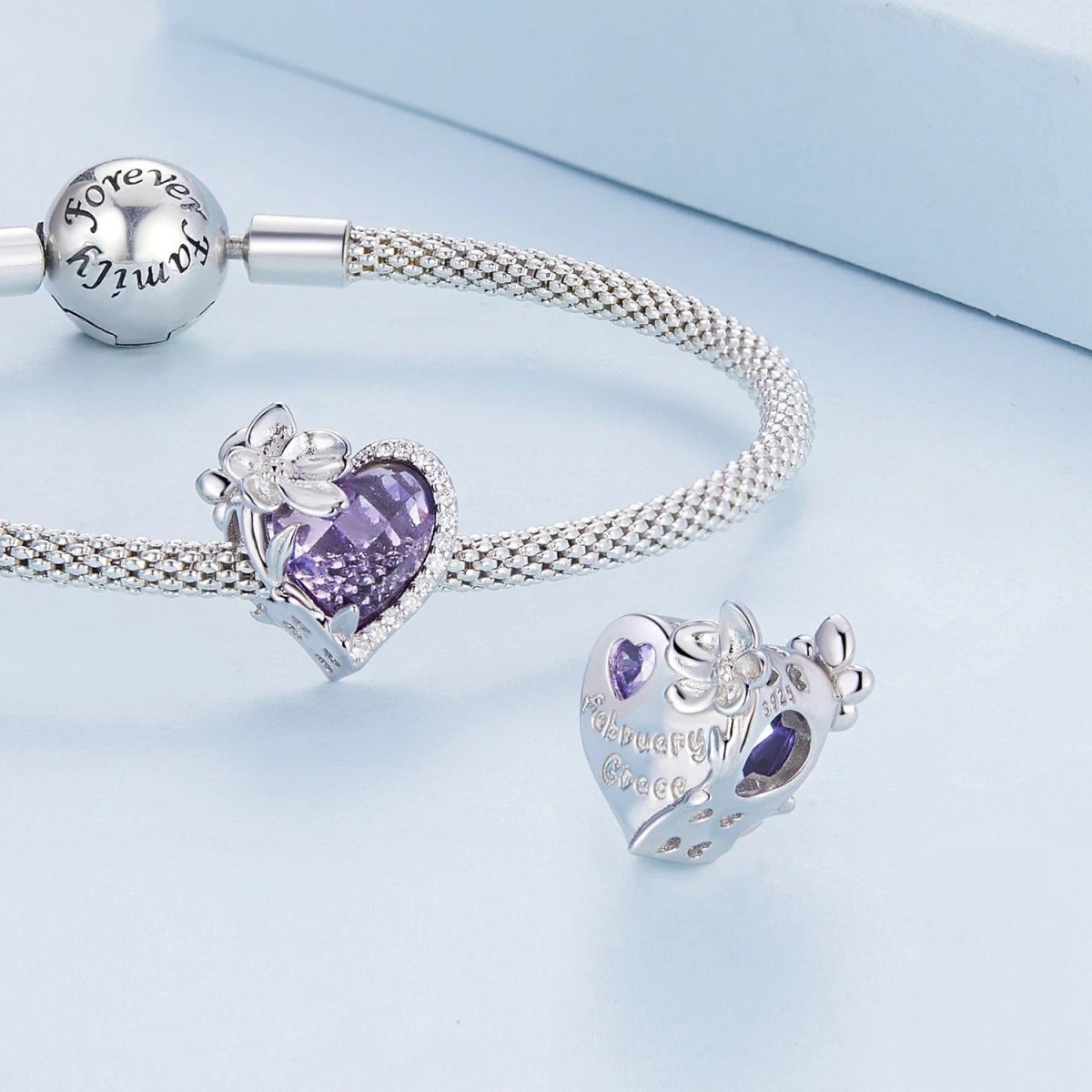 Pangama Jewelry Floral Heart Crystal Birthstone Charms