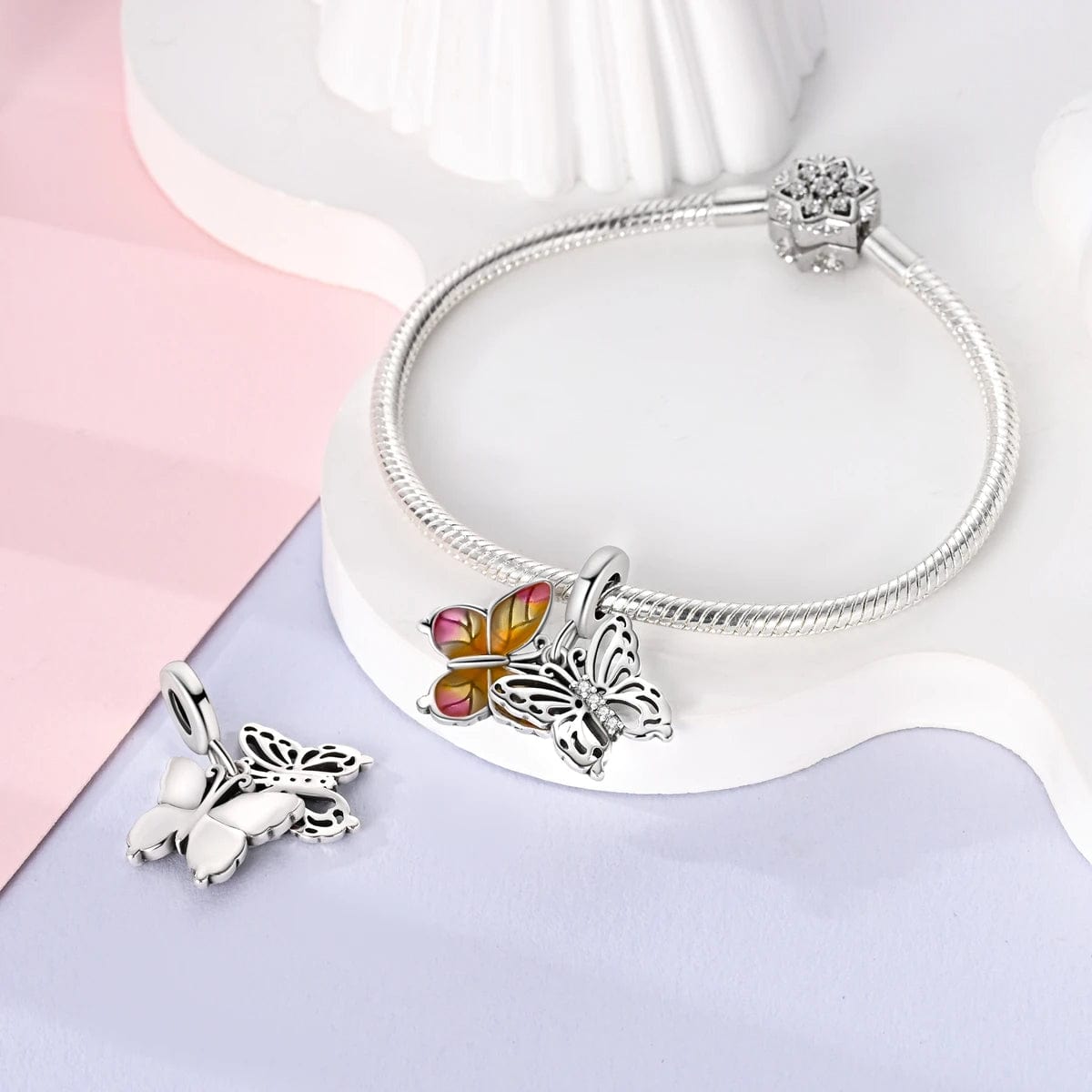 Pangama Jewelry Flying Butterflies Dangle Charm