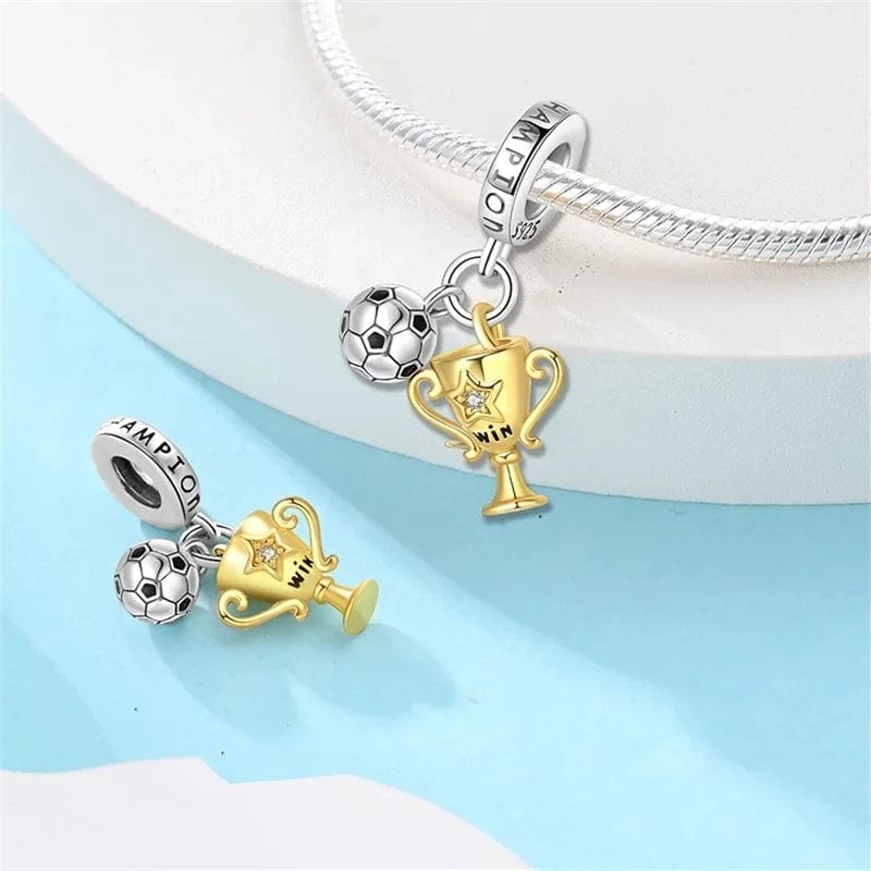 Pangama Jewelry Football Champion Trophy & Ball Dangle Charm