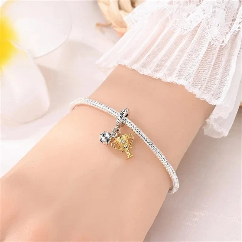 Pangama Jewelry Football Champion Trophy & Ball Dangle Charm