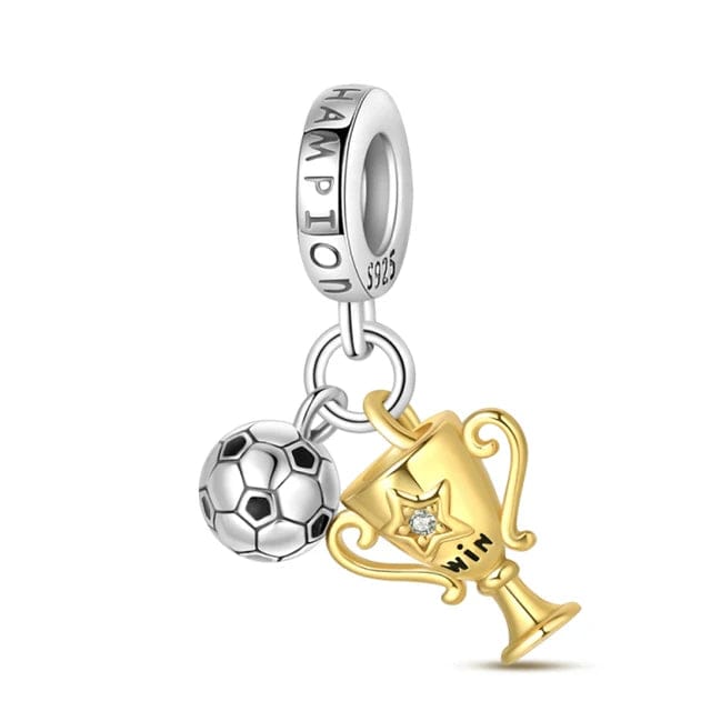 Pangama Jewelry Football Champion Trophy & Ball Dangle Charm