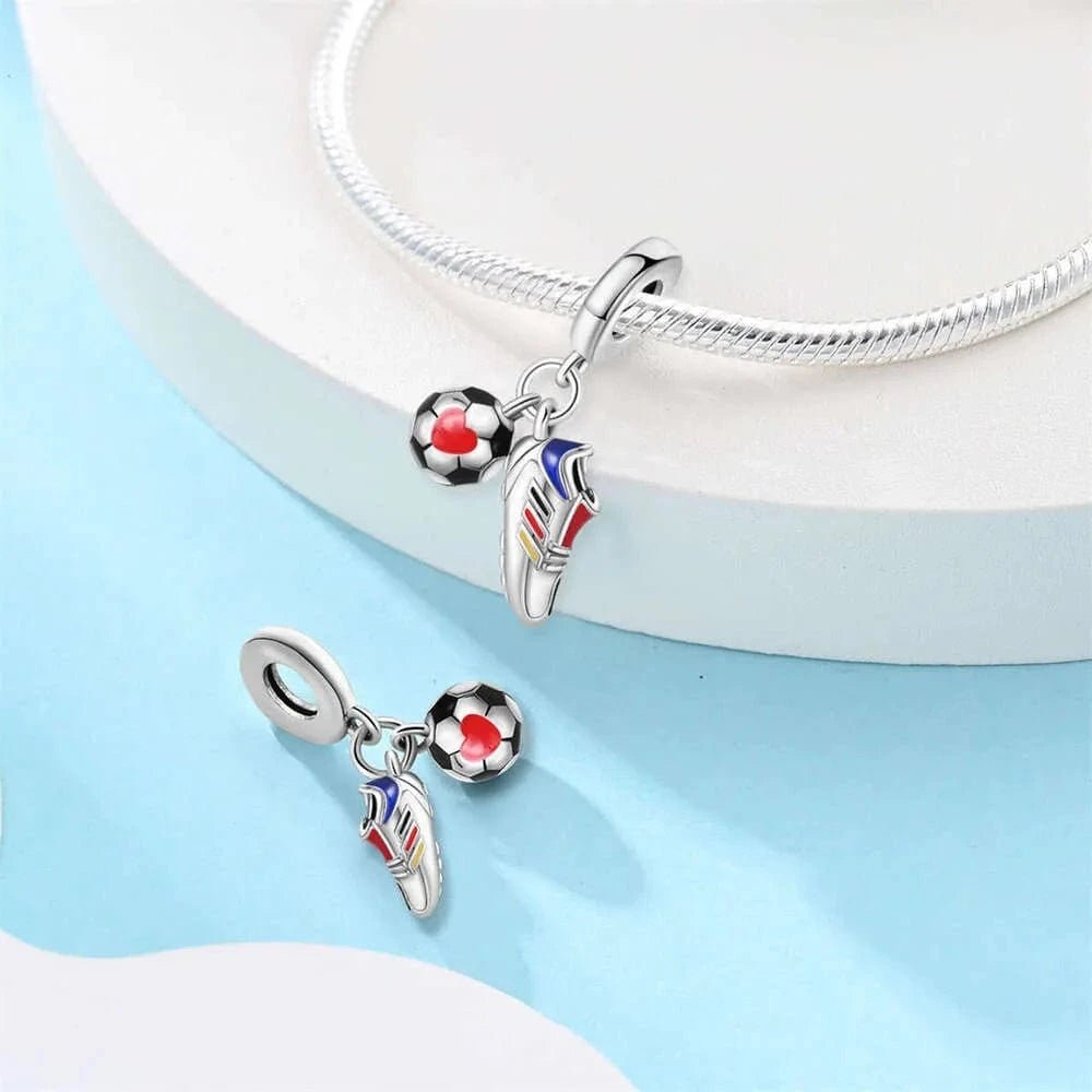 Pangama Jewelry Football Shoe & Ball Dangle Charm