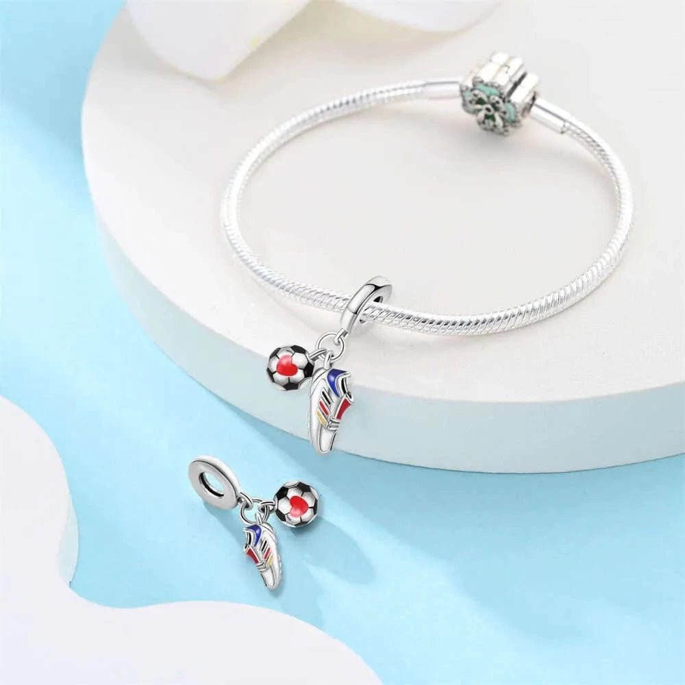 Pangama Jewelry Football Shoe & Ball Dangle Charm