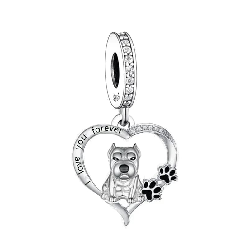 Pangama Jewelry Forever Love Pitbull Dog Charm
