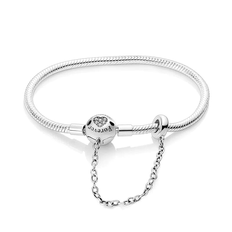 Pangama Jewelry Forever Snake Chain Bracelet with Heart Clasp and Safety Chain