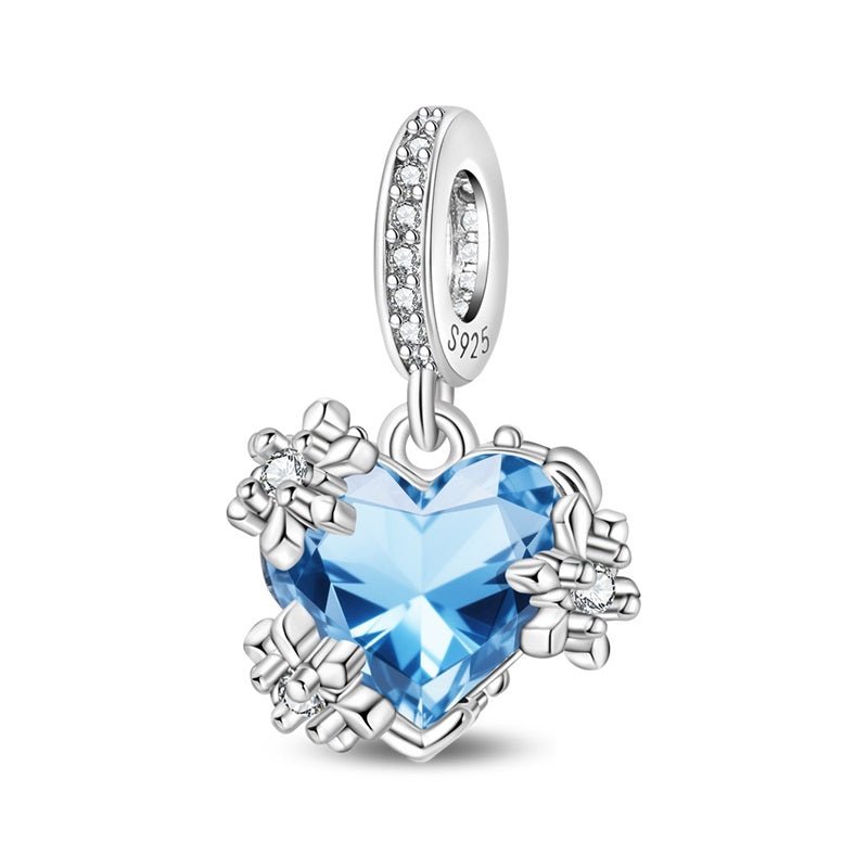 Pangama Jewelry Frozen Heart Snowflake Dangle Charm