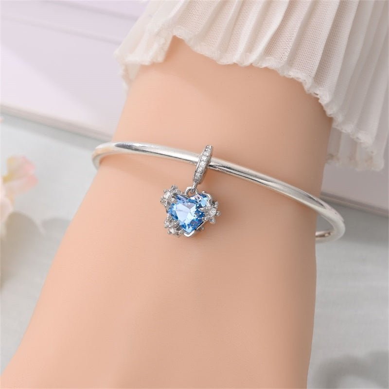 Pangama Jewelry Frozen Heart Snowflake Dangle Charm