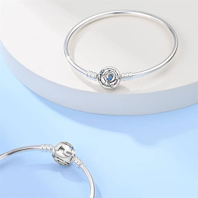 Pangama Jewelry Galaxy Charm Bangle – Starry Night Design with Blue Crystals